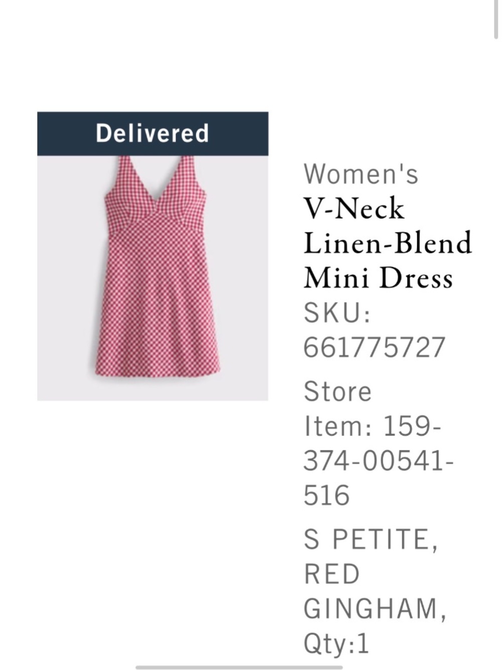 Abercrombie V-Neck Linen-Blend Red Gingham Dress